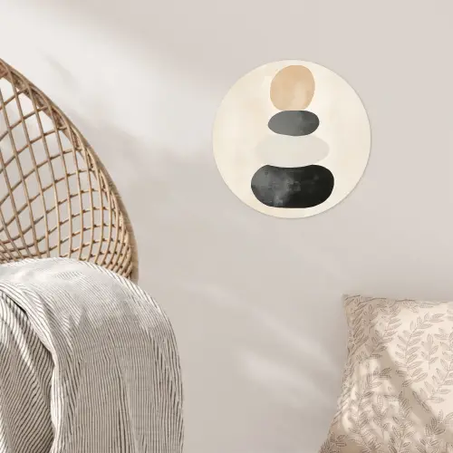 Japandi - Wabi sabi - Beige Wandcirkel behangsticker klein -sfeer4