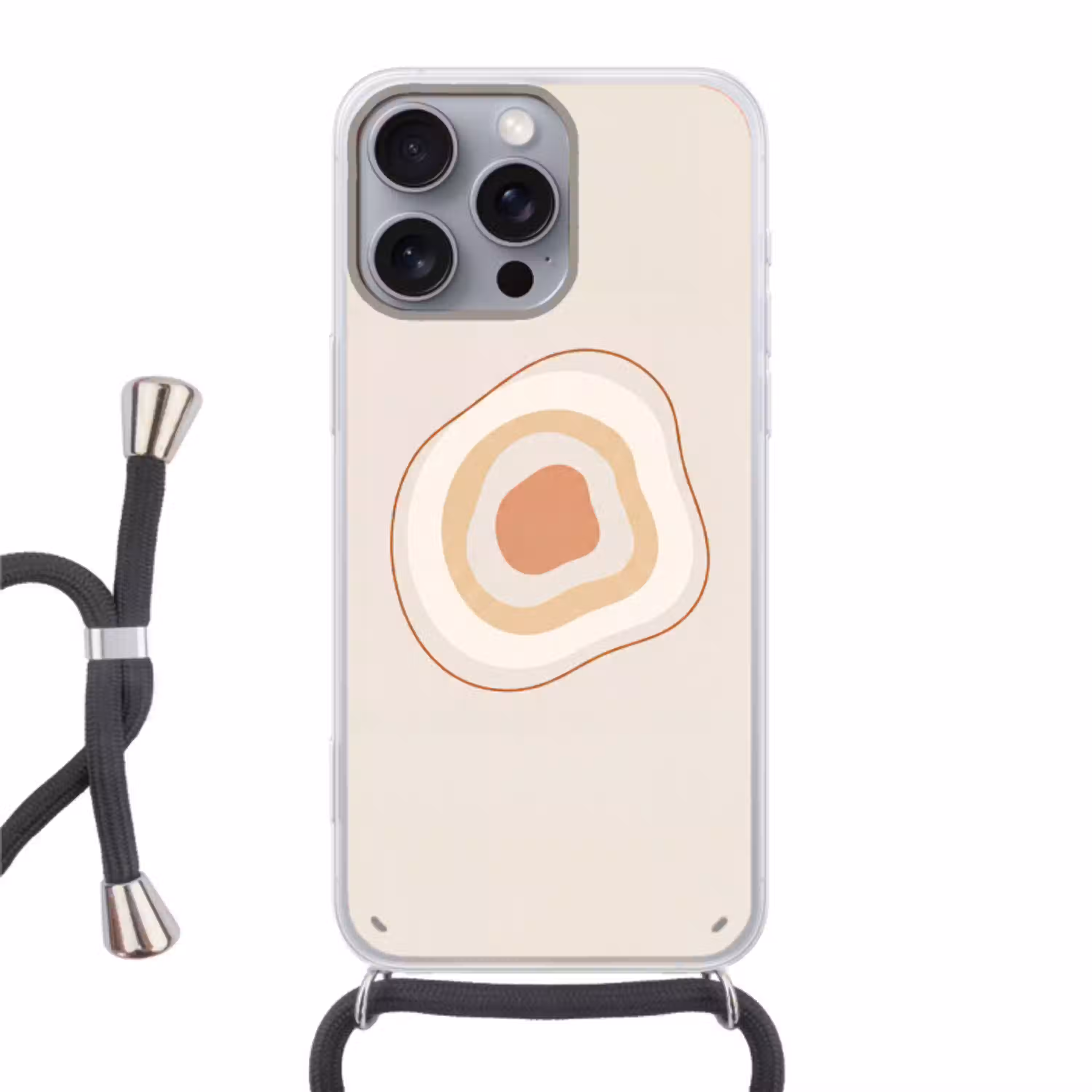 Abstract - Organisch - Modern - Beige - Kunst Hoesje iPhone 16 Pro Max met koord klein -3d