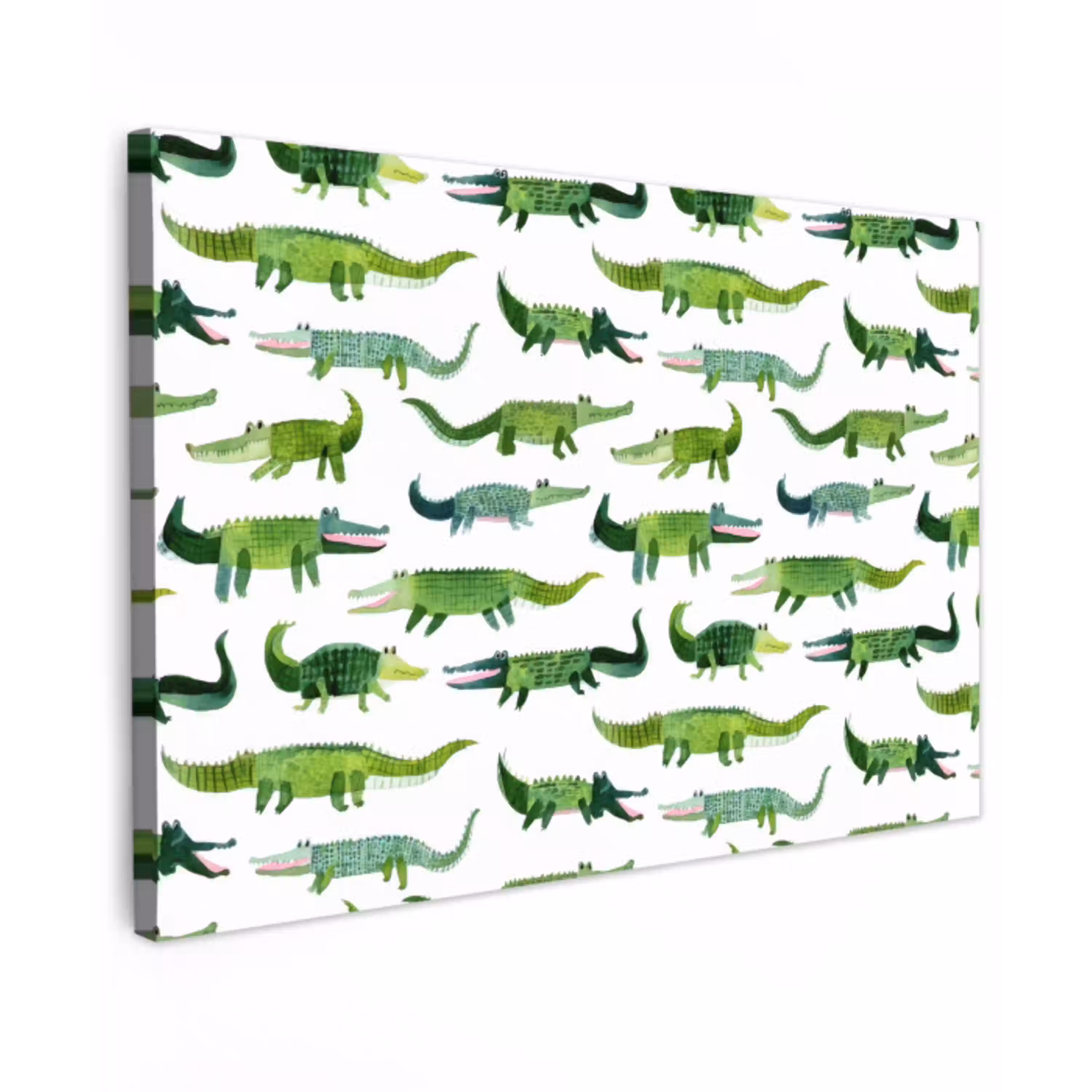 krokodillen - Speels - Groen Tuinposter op houten frame 2 cm dik klein 845 -3d