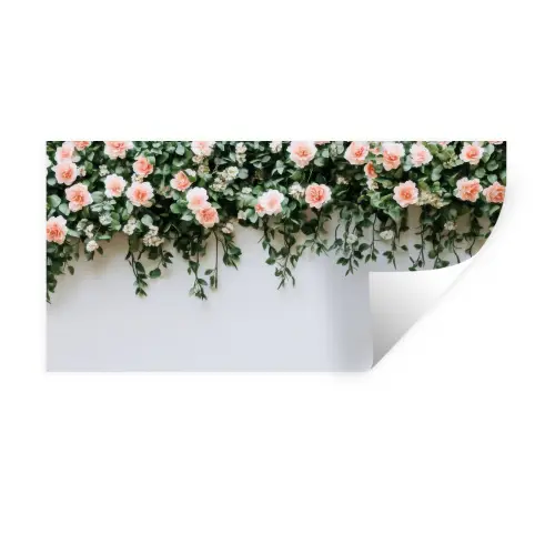 Bloemen - Muur - Rozen - Groen Muursticker klein -3d