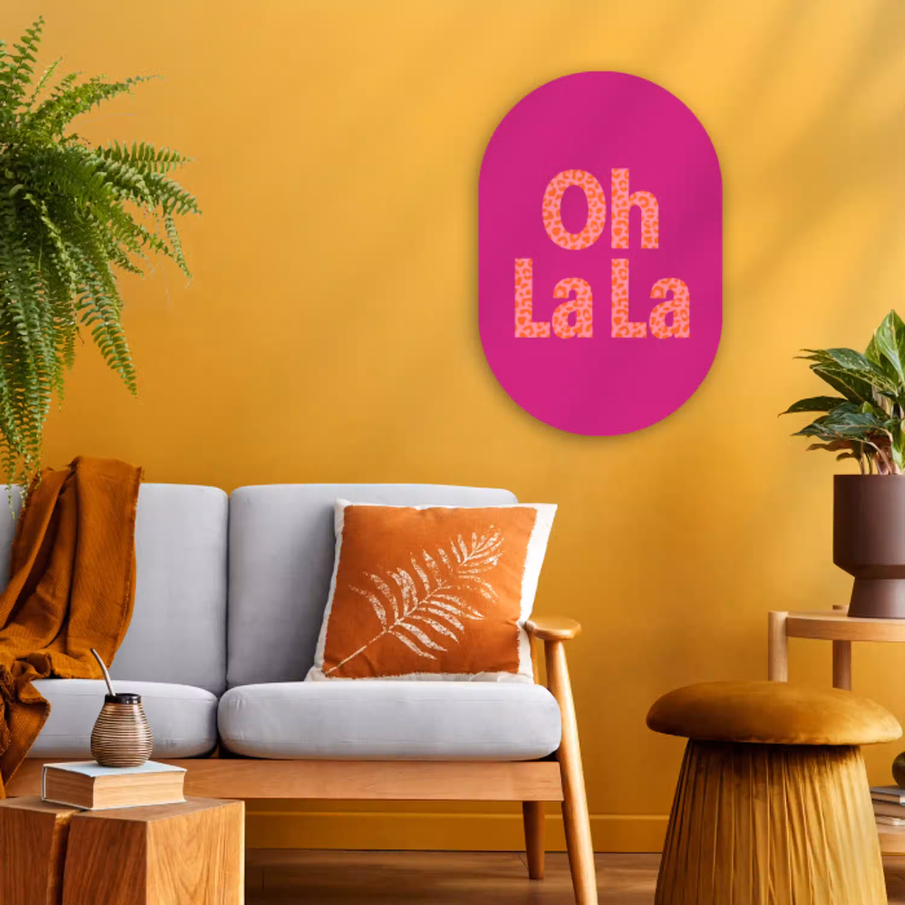 Oh la la - Luipaardprint - Roze Wandcirkel Ovaal Forex klein -sfeer4