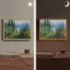 Bloemen - Meer - Bergen - Groen Light Box met batterij (Wandlamp) middel -sfeer3