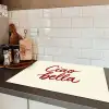Ciao bella - Rood - Wit - Minimalistisch Inductie beschermer vinyl 3mm klein -sfeer3