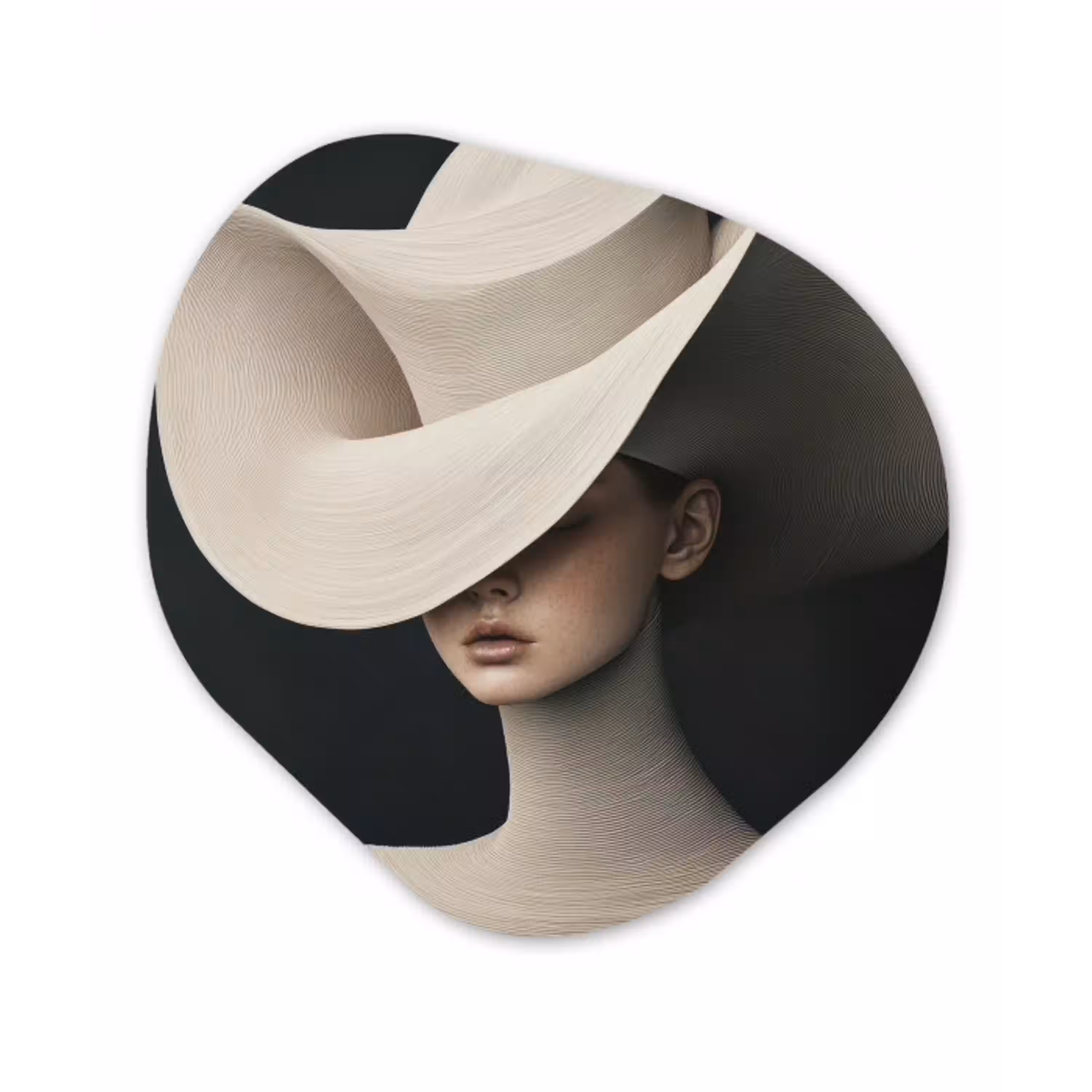 Vrouw - Golvende - Hoed Wandcirkel Organisch Plexiglas middel -3d