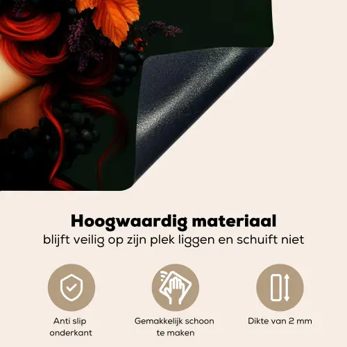 Vrouw - Rood - Groen - Druiven Inductie beschemer met haakjes klein -ky-onderkant-nl