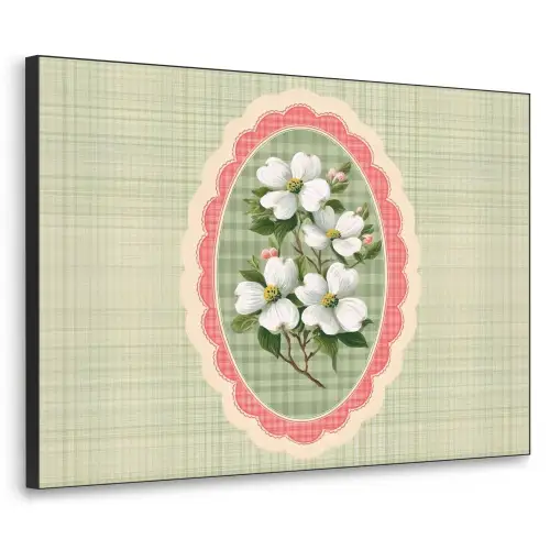Bloemen - Illustratie - Geruit - Groen Textielframe - compleet frame klein -3d