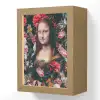 Mona Lisa - Leonardo da Vinci - Bloemen - Roze Light Box met kabel (Wandlamp) klein -3d