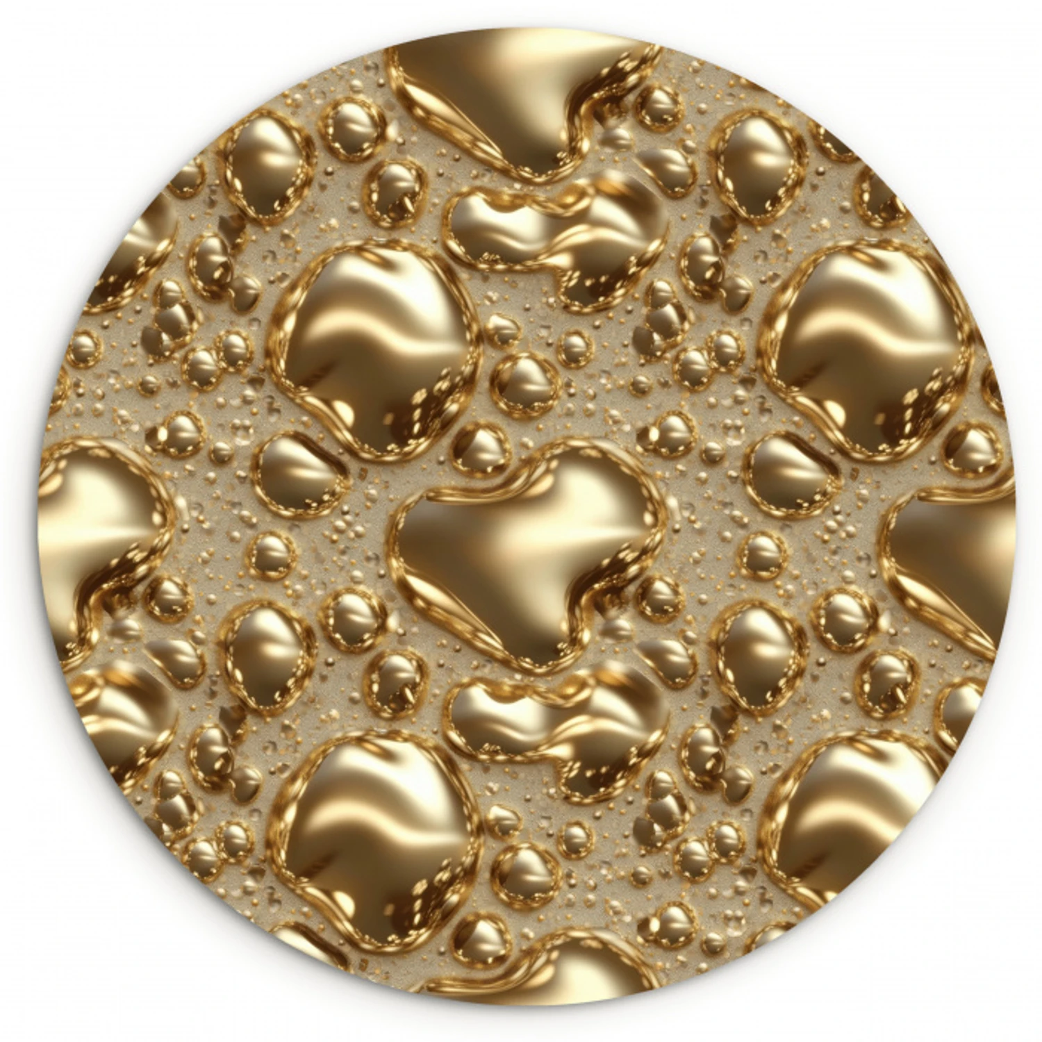 Druppels - Organisch - Goud Wandcirkel kunststof plaat 5mm dik klein 188 -3d