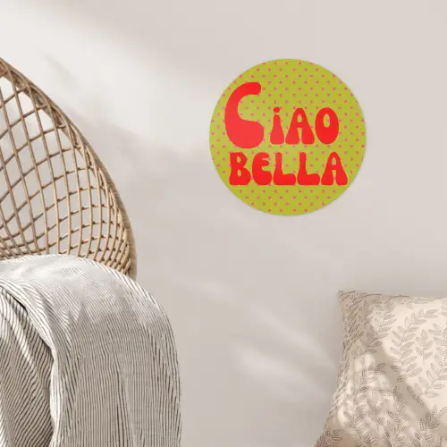Ciao bella - Rood - Groen - Stippen Wandcirkel behangsticker klein -sfeer4