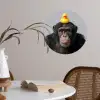 Chimpansee - Badeend - Grijs Wandcirkel behangsticker klein -sfeer3