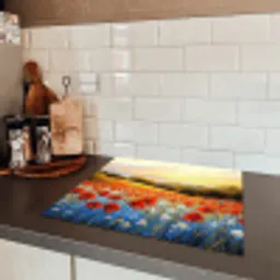 Klaproos - Bloemenveld - Kleurrijk Inductie beschermer vinyl 3mm middel -sfeer3