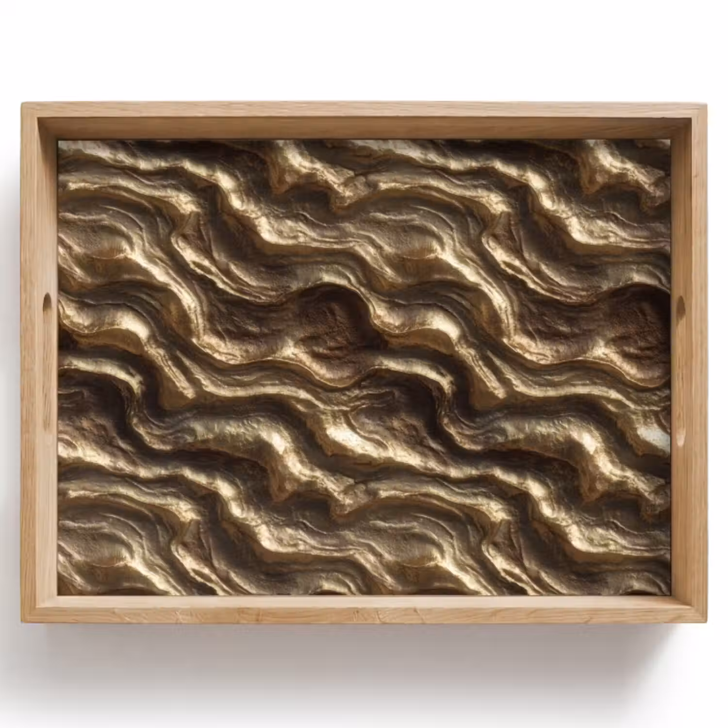 Tablett - Relief – Wellen – Abstrakt – Bronzegold