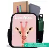 Giraffe - Wimpers - Minimalistisch - Roze Rugzak - Zwart middel -inhoud_NL