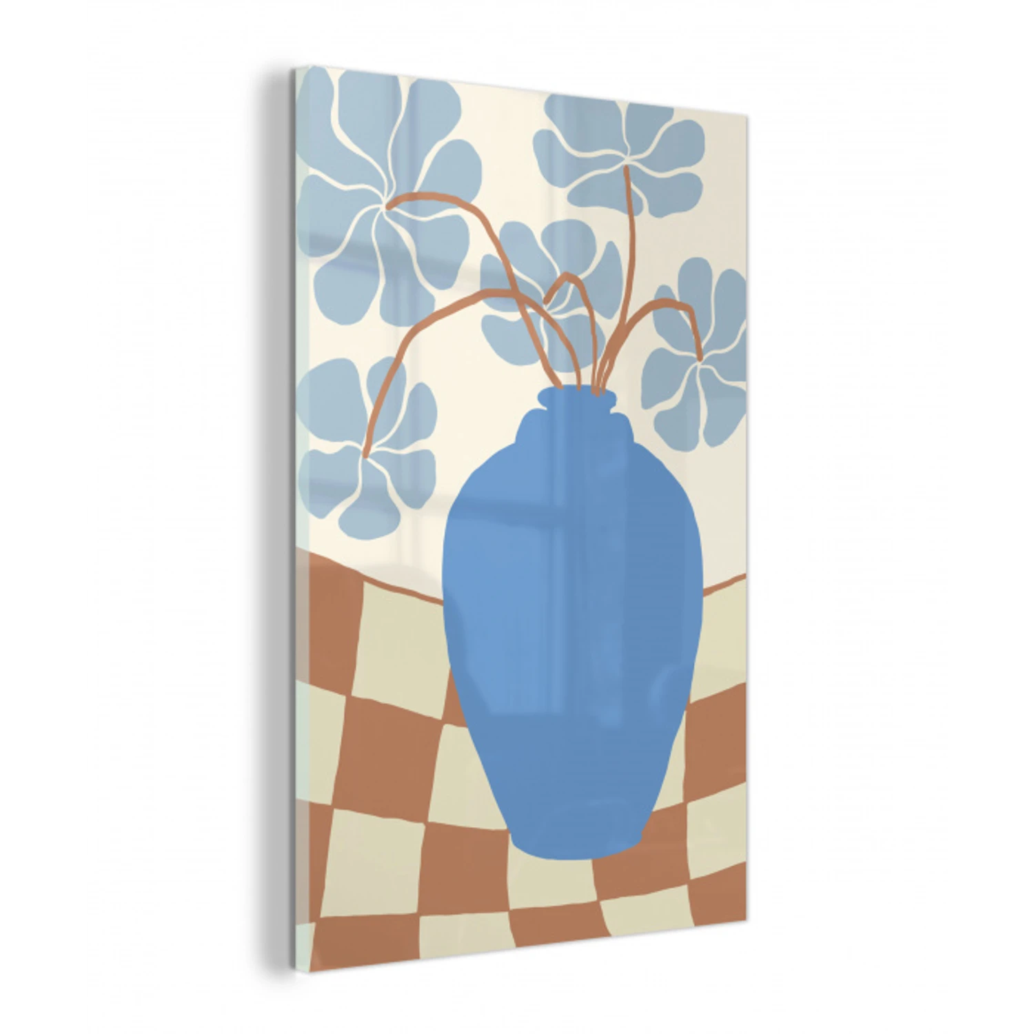 Bloemen - Pot - Blauw - Abstracte kunst plexiglas 5mm klein -z3d