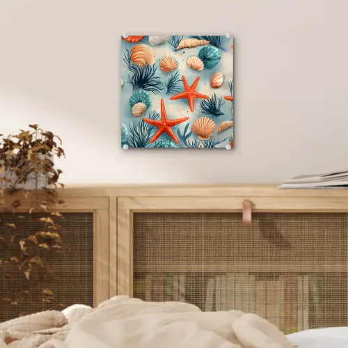 Zeesterren - Schelpen - Illustratie - Zand plexiglas 5mm klein -sfeer4