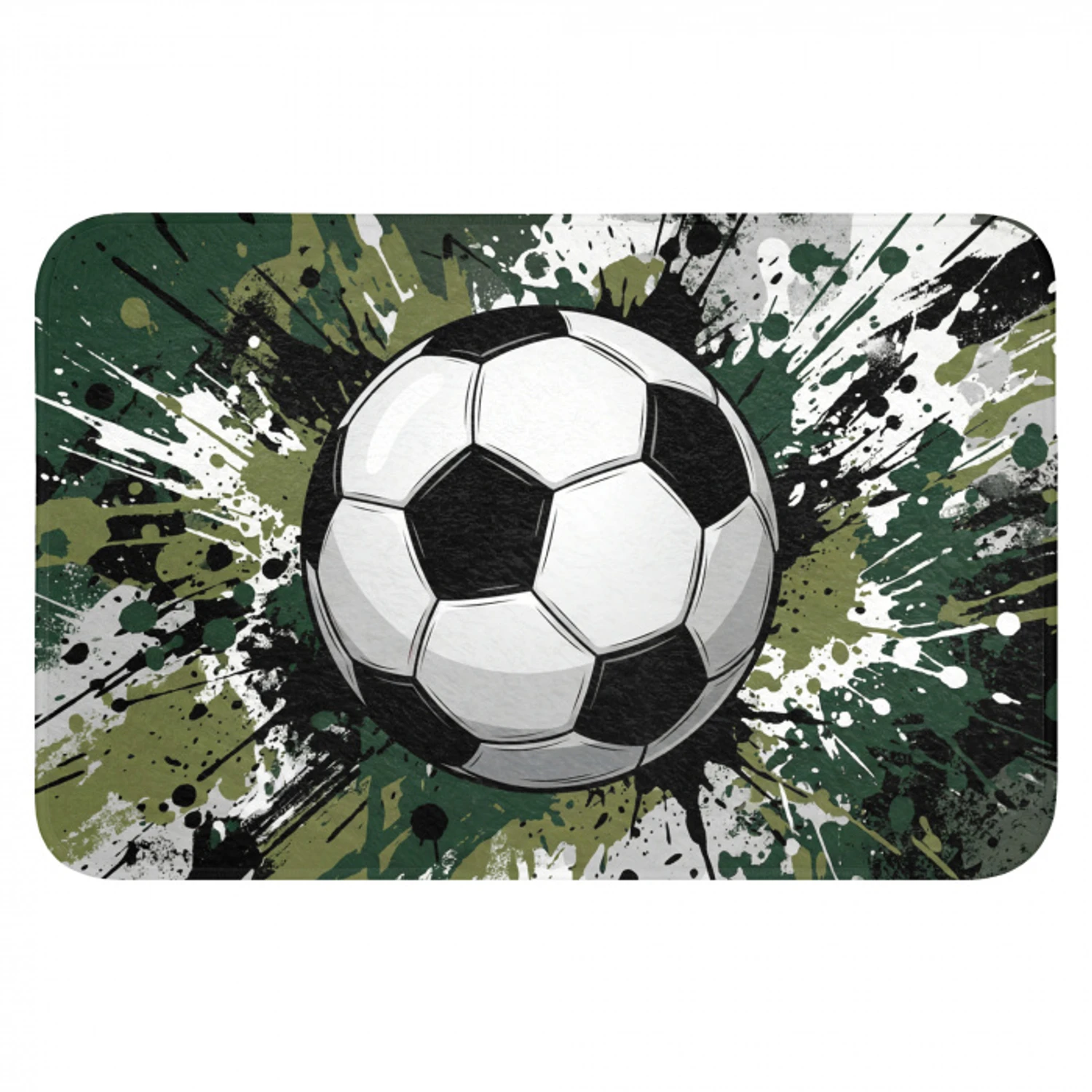 Voetbal - Verf - Spetters - Groen Badmat klein -3d