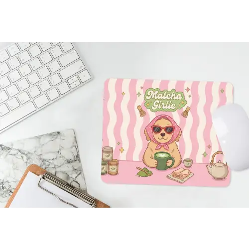 Matcha - Hond - Roze - Groen muismat rubber klein -witbureau