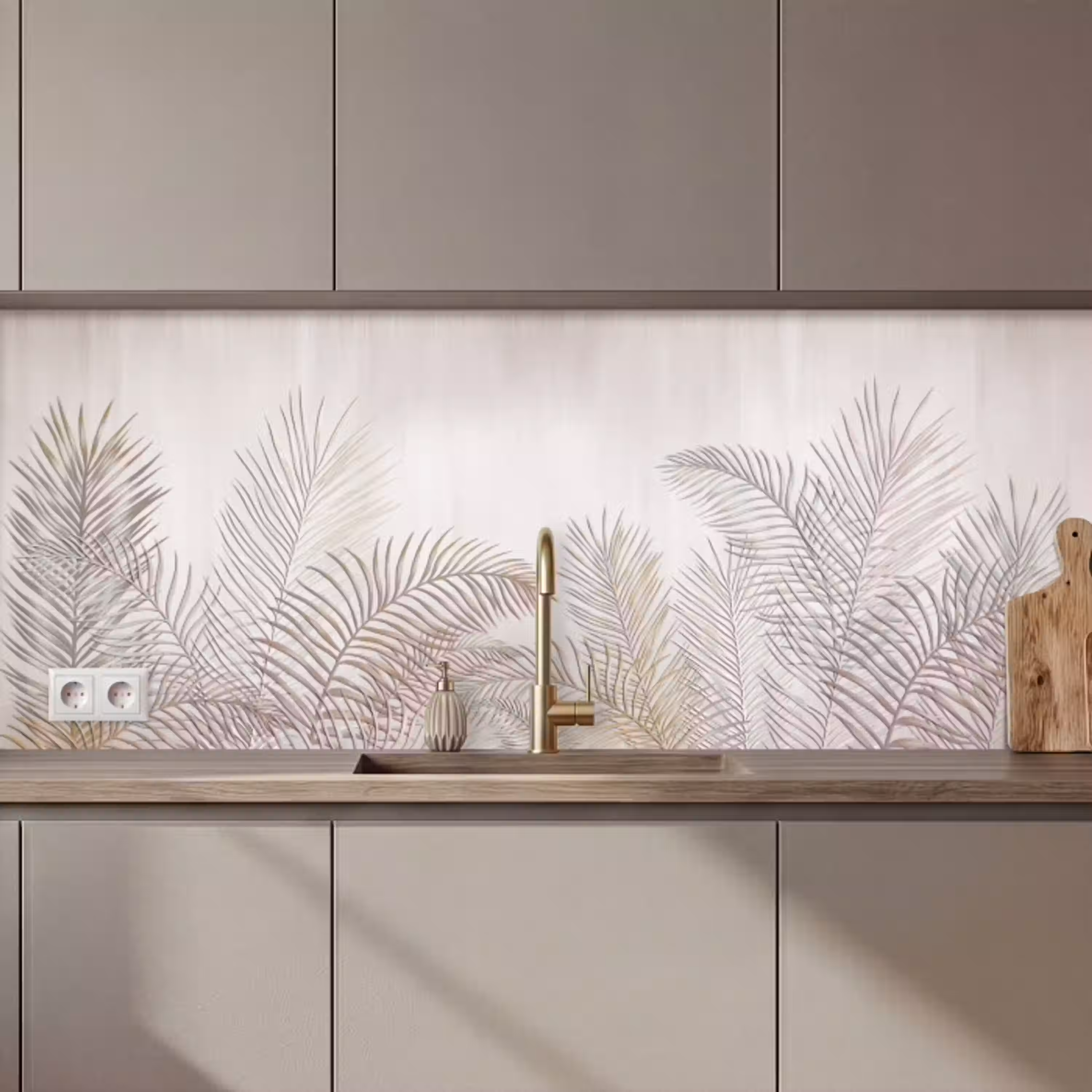 Bladeren - Beige - Botanisch - Vintage keuken achterwand 2 middel zz_3dshopping