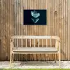 Bladeren - Bloem - Glazen - Donkerblauw Tuinposter op houten frame 2 cm dik klein -sfeer4