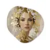 Gezicht - Vrouw - Bladeren - Goud Wandcirkel Organisch Forex 3mm klein -3d