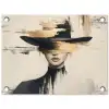 Vrouw - Hoed - Verf tuinposter los doek klein -3d