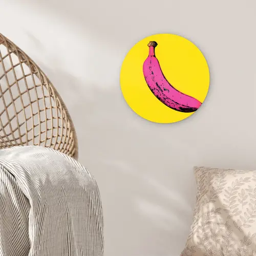 Banaan - Grafisch - Geel Wandcirkel plexiglas klein -sfeer5