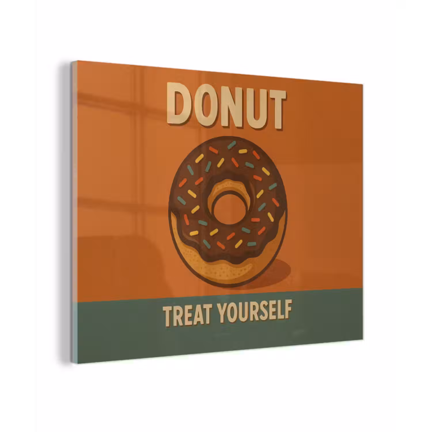 Glas schilderij - Donut - Spikkels - Kleurrijk - Quote