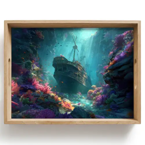 Schip - Hout - Koraalriffen - Zonlicht Dienblad Rechthoek middel -z3d_shopping