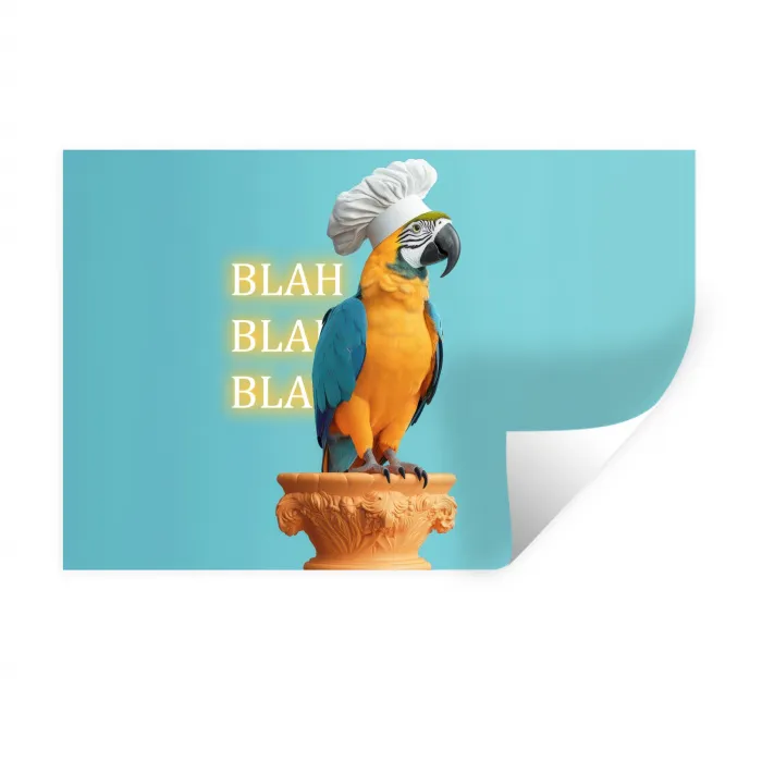 Papegaai - Koksmuts - Quote - Neon Muursticker klein -3d