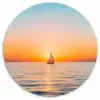 Zee - Zeilboot - Zonsondergang Wandcirkel plexiglas klein -3d