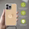 Perzik - Lijntekening - Pit - Beige Hoesje iPhone 16 Pro Max met koord klein -sfeer2_NL