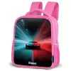 Sportwagen - Lichtstralen - Neon - Blauw Kinderrugzak - Roze middel -schuin