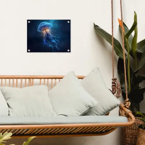 Kwal - Lichtgevend - Tentakels - Blauw tuinposter los doek klein -sfeer7