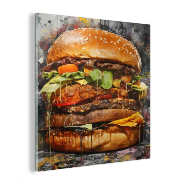 Burger - Eten - Kunst - Grijs - Graffiti plexiglas 5mm klein -z3d