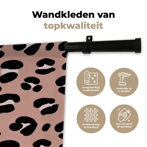 Luipaard - Vlekken - Beige - Roze Wandkleed katoen klein 269 -sfeer2