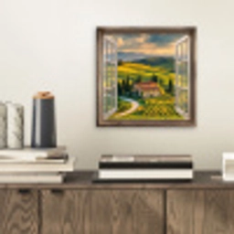 Doorkijk - Toscane - Uitzicht - Landschap - Zomer aluminium wit klein -sfeer1