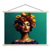Vrouw - Hoodtooi - Tropisch - Fruit - Druiven textielposter latten blank klein -3d