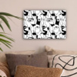 Lijnen - Gezichten - Zwart - Wit canvas 2cm klein 34 -sfeer1