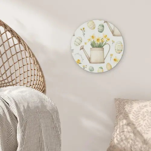 Gieter - Bloemen - Eieren Akoestische PET Vilt - Rond klein -sfeer4