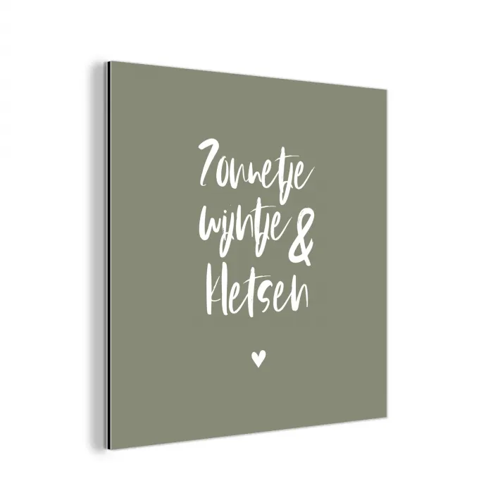 Zomer - Tekst - Zonnetje, wijntje & kletsen - Quotes aluminium wit klein -3d