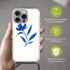 Bloem - Blaadjes - Minimalistisch - Blauw Hoesje iPhone 16 Pro Max met koord klein -sfeer2_NL