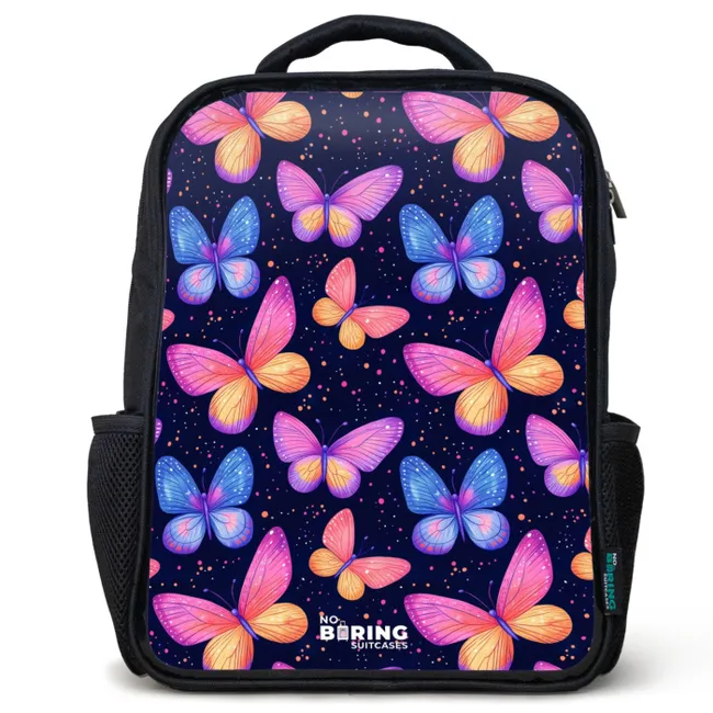 Kids backpack Colorful butterflies in pink and blue | Water-resistant ...