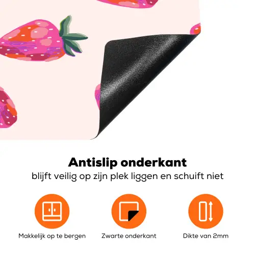 Aardbeien - Rood - Roze - Patroon Inductie beschermer vinyl 3mm klein 276 -zzzzzzz-td-onderkant