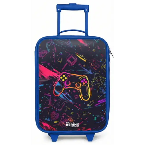 Gamerwereld in neonstijl Kinderkoffer - Blauw klein -zz3dotto