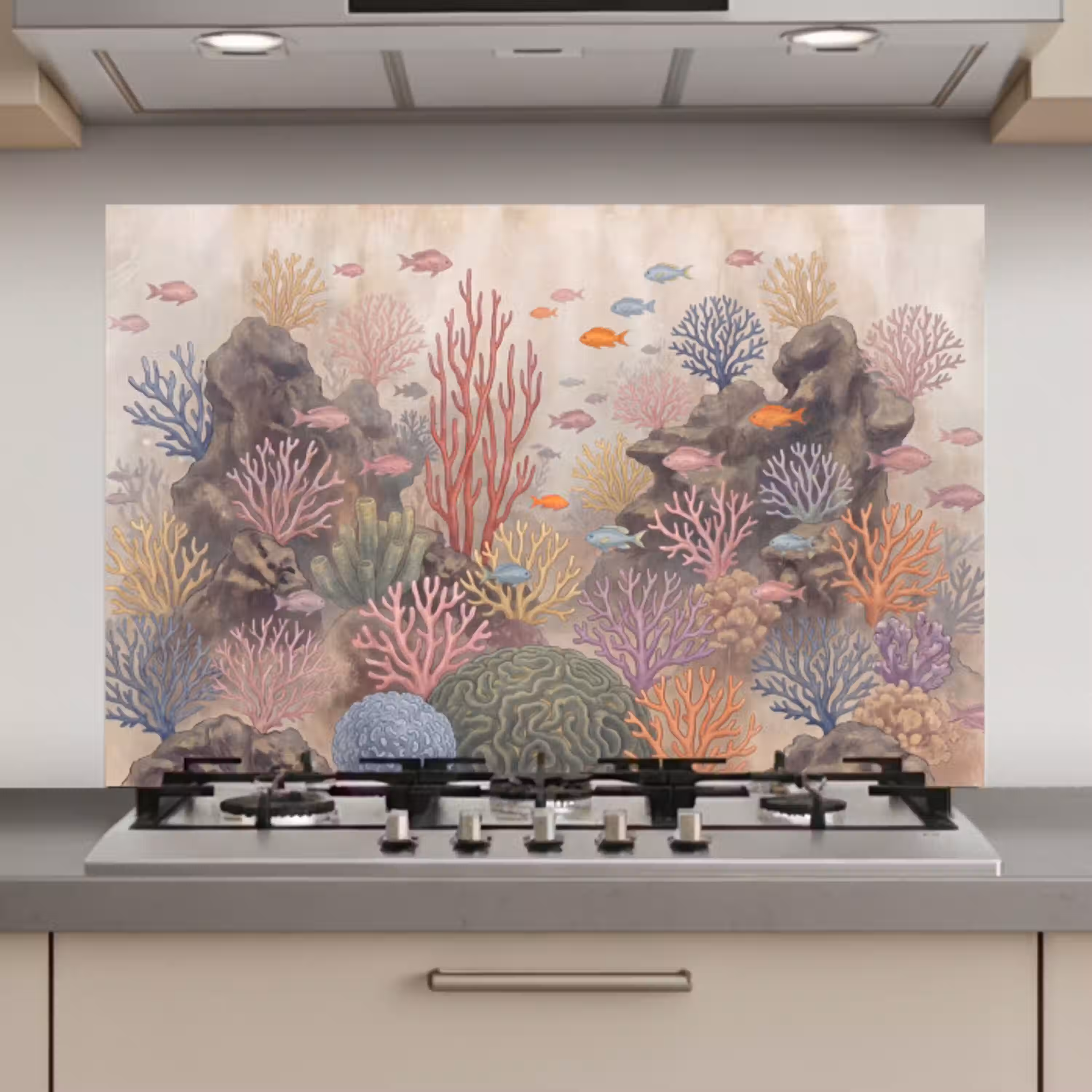 Vis - Koraalrif - Onderwaterwereld - Illustratie keuken achterwand spatscherm klein -3d_website