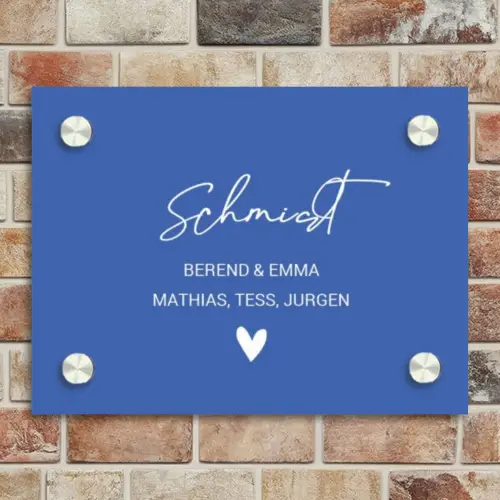 Kobaltblauw - Sierlijk Naambord Rechthoek middel -sfeer3