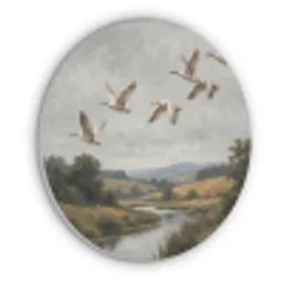Eenden - Rivier - Landschap - Vlucht - Nostalgisch Akoestische PET Vilt - Rond klein -3d