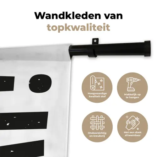 Decoratie - Eten - Zwart - Wit Wandkleed katoen klein -sfeer2