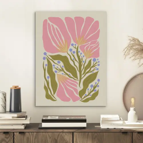 Bloemen - Bladeren - Abstract - Roze PET vilt klein -sfeer1