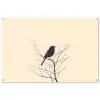 Vogel - Zwart - Tak - Minimalistisch tuinposter los doek groot -3d